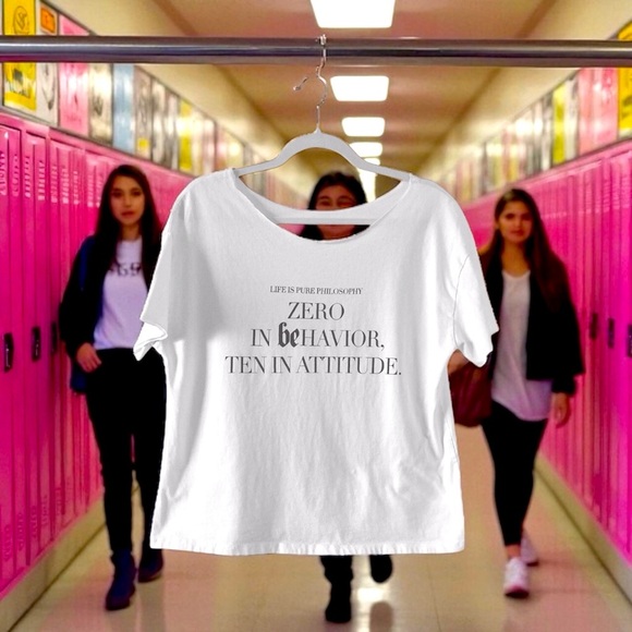 White Graphic Tee with attitude. Size medium. Indie unique teen - Picture 1 of 6